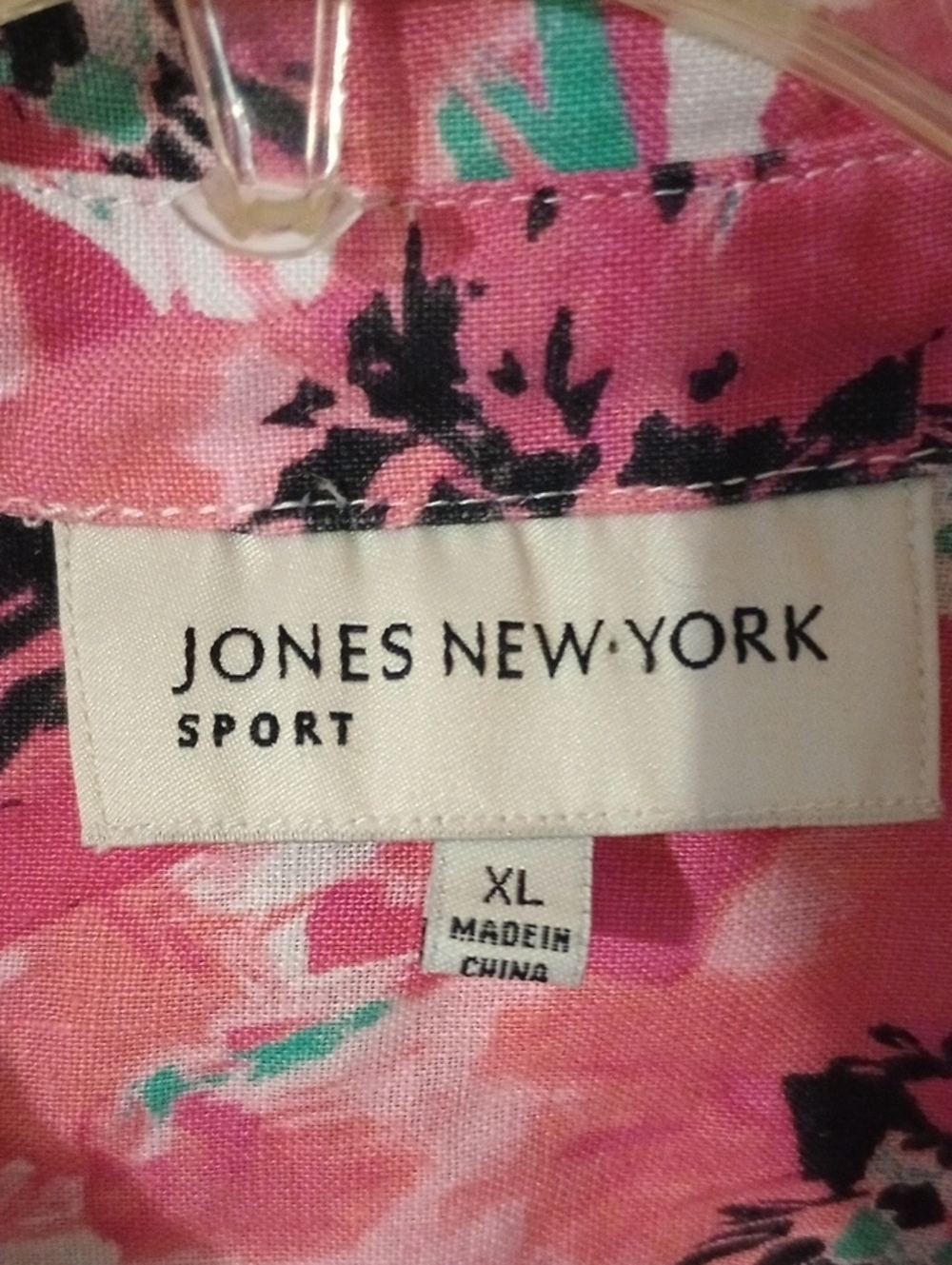 Jones New York Pink Floral Pintuck Button-Down Vacation Resort 100% Linen Shirt - Picture 3 of 7